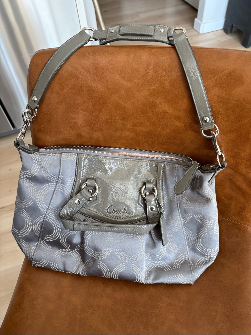 Coach Silver Gray Signature Shoulder Bag